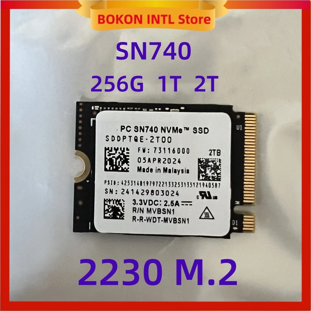 SN740 2TB 1TB 512G 256G SSD M.2 2230 2242 Gen4 PCIe 4.0 X4 NVMe Unità a stato solido per Western Digital WD