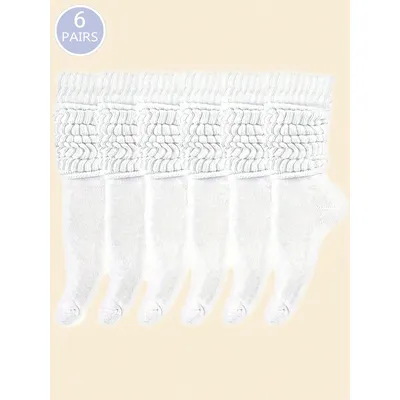 6 pairs Women Fall Winter Slouch Knit Socks Slouchy Socks Women Scrunch Socks Women Scrunchie Socks women crew socks White socks