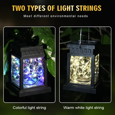 1pcs Retro Palace Lantern Outdoor Solar Lights Hanging Candle Lamps Landscape Yard Light Garden Decor Balcony Terrace Lamp