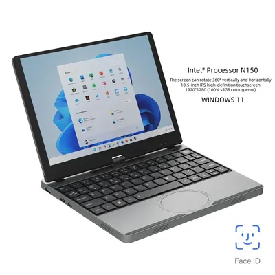 Portable Mini Laptop 10.5inch Touch Screen Notebook N150 32GB+128GB-1TB IPS Small Notebook Portable PC Micro Computer windows 11