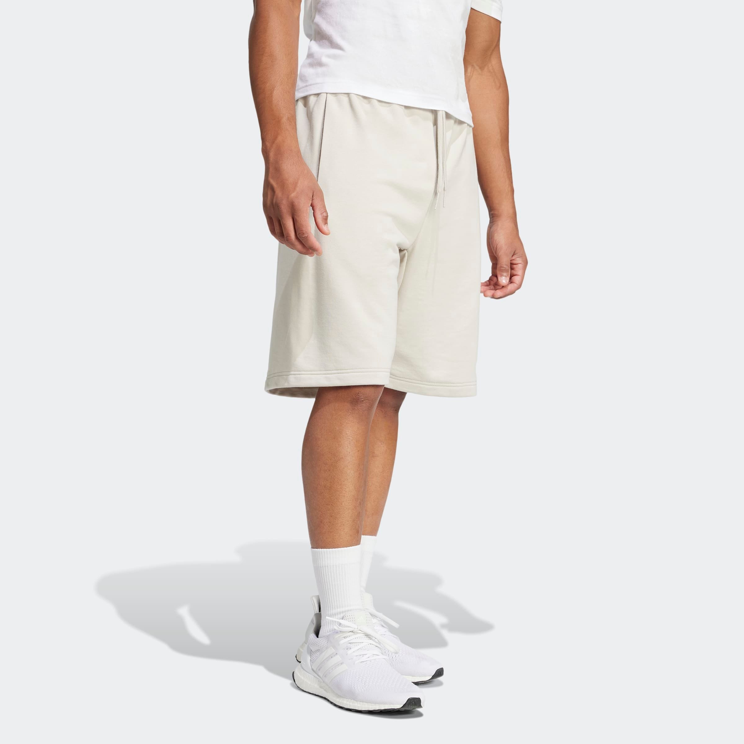 Shorts ADIDAS SPORTSWEAR "ESSENTIALS BIG LOGO FRENCH TERRY", Herren, Gr. L, N-Gr, grau (wonder alumina, weiß, normal, gr.), Obermaterial: 55% Baumwolle, 36% Polyester, 9% Viskose, Hosen Shorts