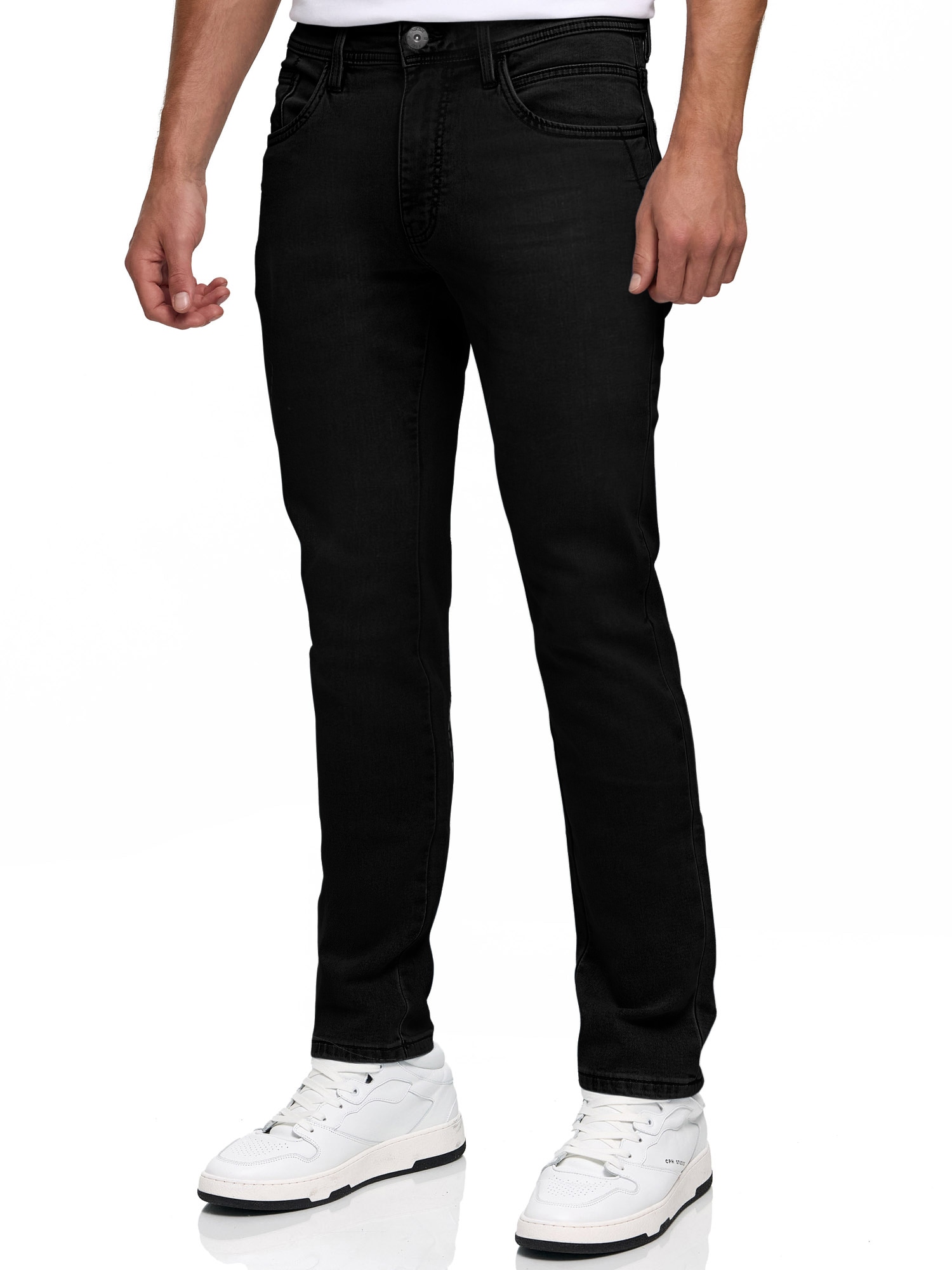 Regular-fit-Jeans INDICODE "INPittsburg", Herren, Gr. 30, Länge 34, schwarz (ultra schwarz), Denim/Jeans, Obermaterial: 98% Baumwolle, 2% Elasthan, Abriebeffekte, slim fit, Jeans