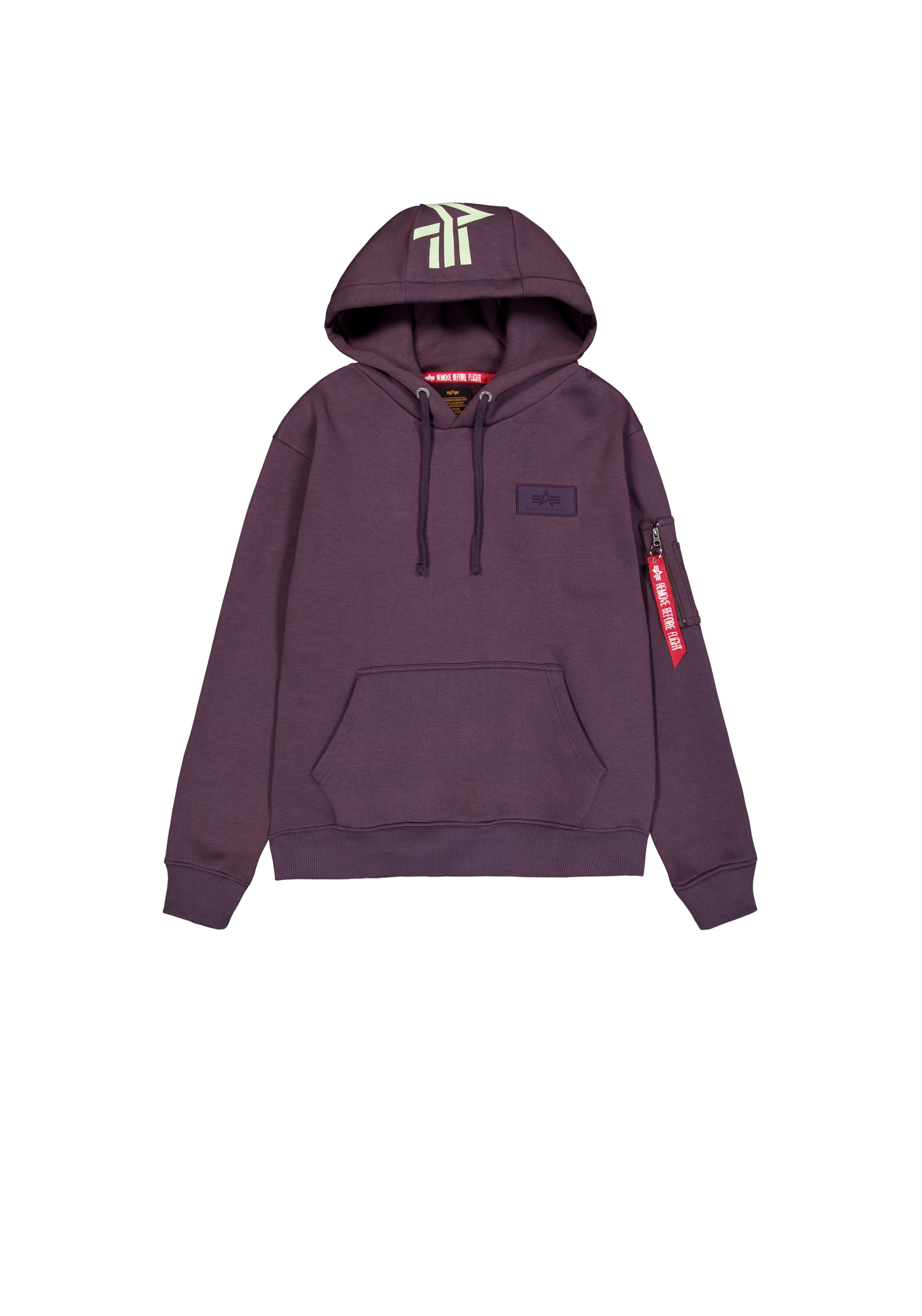 Hoodie ALPHA INDUSTRIES "Backprint Hoodie ", Herren, Gr. XL, lila (plum), Obermaterial: 80% Baumwolle, 20% Polyester, regular fit, Sweatshirts Image
