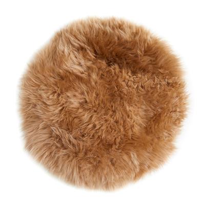 Stuhlkissen LUXOR LIVING "Sitzauflage Lammfell", braun (hellbraun, felloptik, unifarben), H:5cm Ø:34cm, Lammfell, Dekokissen_Sitzkissen_Kissenhüllen, Sitzauflage, rund oder eckig, echtes Lammfell, auch als 4er Set Image
