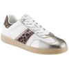 Plateausneaker TAMARIS, Damen, Gr. 38, weiß, silberfarben kombiniert, Leder, Textil, Lederimitat, animal-print, Glitzer, sportlich, Schuhe, Freizeitschuh, Halbschuh, Schnürschuh mit Glitter an der Ferse