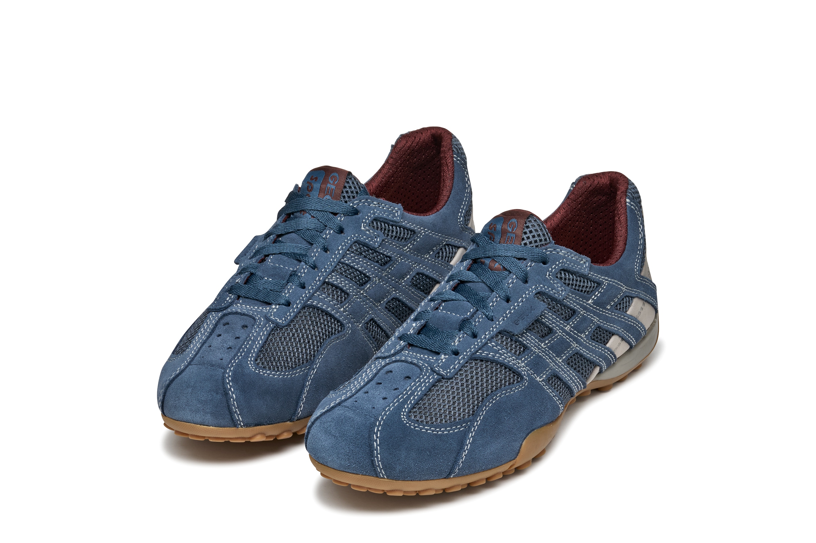 Schnürschuh GEOX "U SNAKE ORIGINAL", Herren, Gr. 48, blau (hellblau), Leder, Textil, Schuhe Schnürschuh, Schnürschuh, Freizeitschuh, Trekking Sneaker mit Lederinnensohle