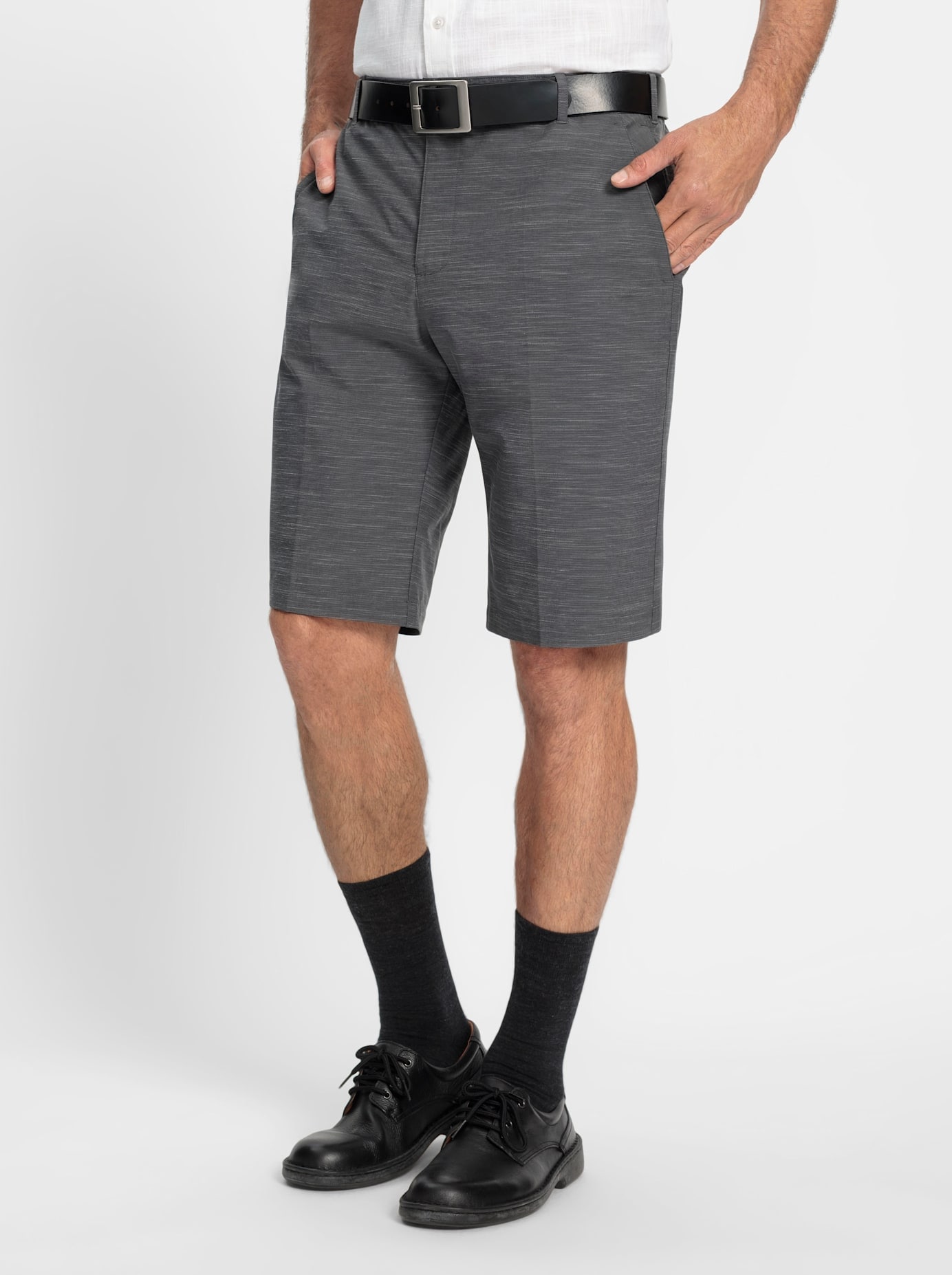 Bermudas MARCO DONATI, Herren, Gr. 50, Normalgrößen, grau (anthrazit, meliert), 74% Polyester, 19% Viskose, 7% Elasthan, meliert, unifarben, Hosen Image