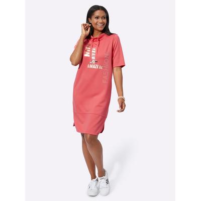 Jerseykleid INSPIRATIONEN "Jersey-Kleid", Damen, Gr. 48, Normalgrößen, orange (koralle), Jersey, Single Jersey, 50% Modal, 44% Polyester, 6% Elasthan, unifarben, kurz, Kurzarm, Kleider Image