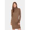 Strickkleid SAINT TROPEZ "U6801, MilaSZ Rollneck Dress", Damen, Gr. M (38), N-Gr, braun (shitake melange), Strick, Obermaterial: 80% Viskose, 20% Polyacryl, meliert, casual, Langarm, Kleider