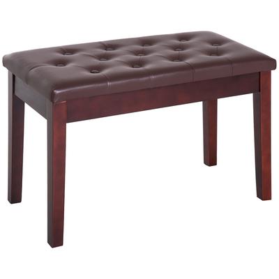 30" Button Tufted Piano Bench with Faux Leather Padded Seat, Wooden Frame, and Elegant Design