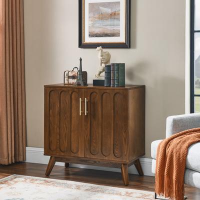 Mid-Century Modern Fluted Sideboard Cabinet with Adjustable Shelves