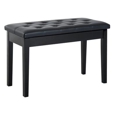 Duet Piano Bench with Faux Leather Button Tufted Cushion and Wooden Frame, 30