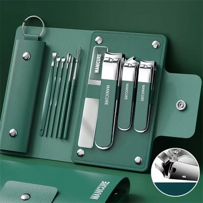 TEMU Nail Clippers Kit 10pcs Manicure Set Ear Digging Spoon Personal Care Tools Grooming Kit For Travel Or Home Gifts Image