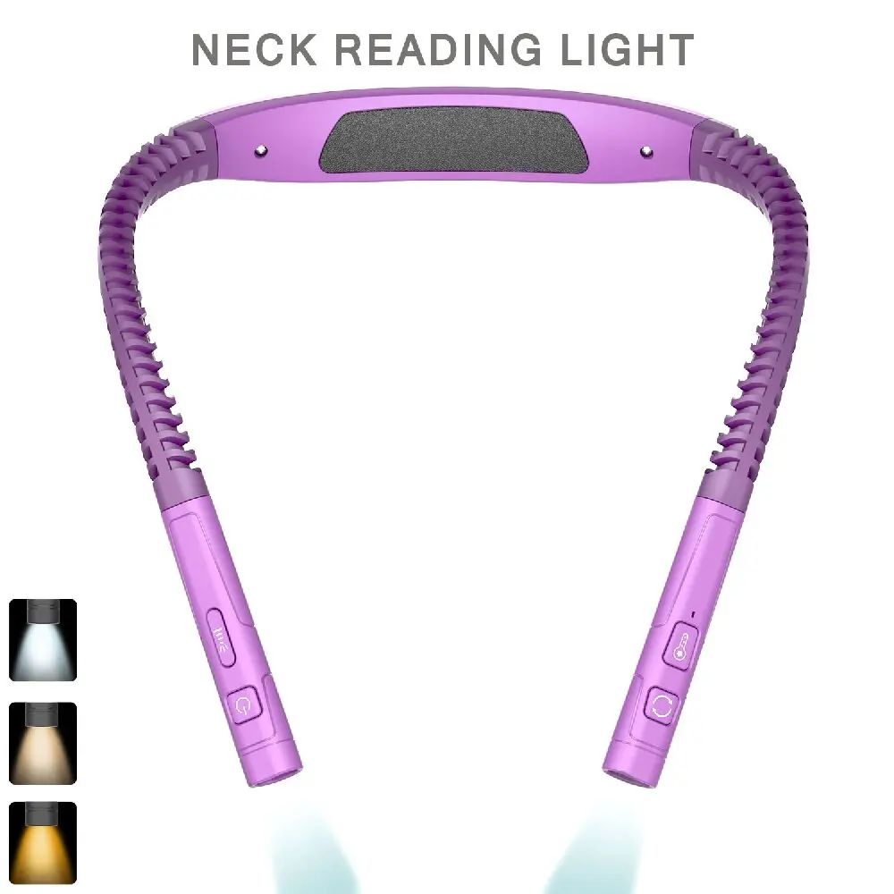 LED-Nackenleseleuchte, 3 Farben, 3 Helligkeiten, Buchleuchte, Leselampe, wiederaufladbare USB-Lampe, flexibler Arm, Hals-Leselampe, Buchlampe