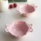 Embossed Pink Bow Ceramic Bowl，mini 5inch Fruit Salad Bowl，Solid Color Kitchen Plate Tableware，Household Cake Dish Round Bowl
