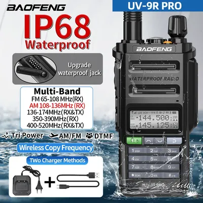 Baofeng UV-9R PRO Air Band Walkie Talkie IP68 Wasserdicht Multi Band Wireless Kopierfrequenz AM FM DTMF Long Range Two Way Radio