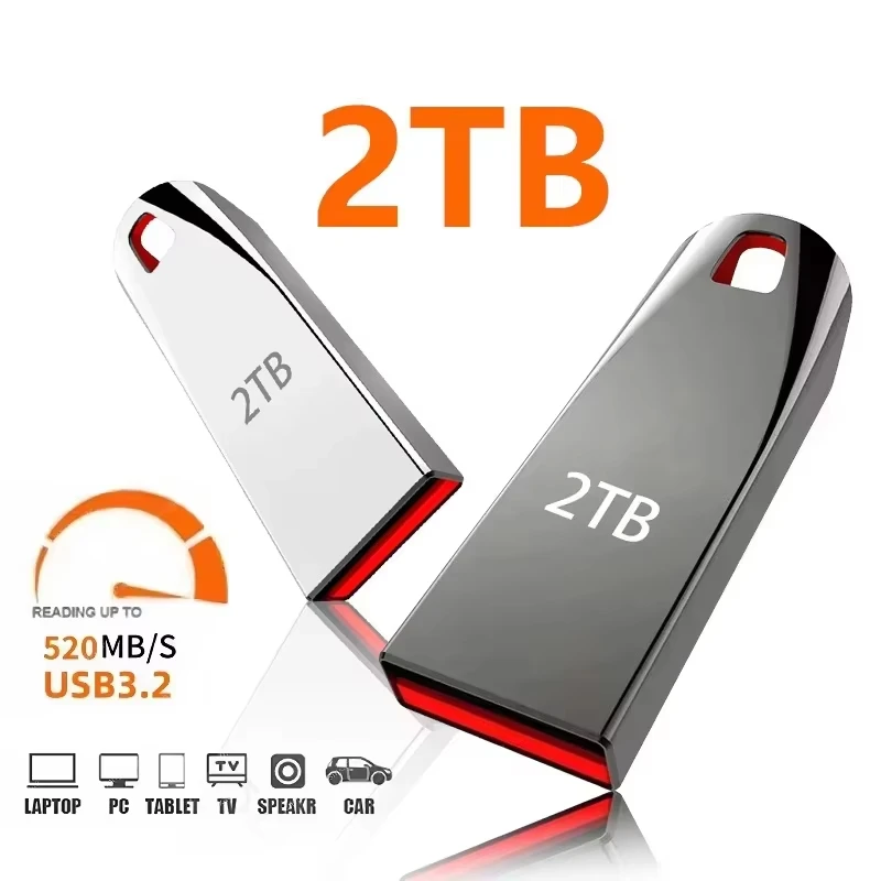2 to Usb 3.0 clés Flash haute vitesse métal clé USB 1 to 512GB 256GB clé USB Portable étanche mémoire Usb disque Flash ﻿