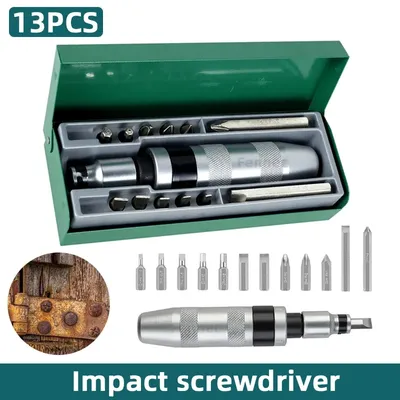 13 Piece Impact Screwdriver Set Hand Impact Driver Bits Heavy Duty Combination Impact Hardware Bits Corrector Screwdriver Set