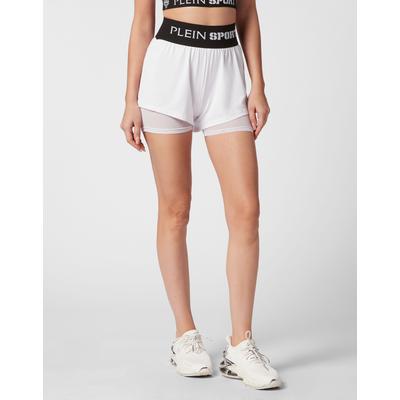 Jogg-Bermudas PLEIN SPORT "Shorts", Damen, Gr. XS, US-Größen, weiß (01, weiß), Obermaterial: 95% Polyester, 5% Elasthan, Hosen Image