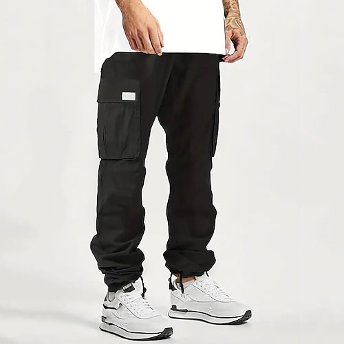 Herren Cargohose Cargohosen Hose Hosen Multi Pocket Glatt tragbar Outdoor Täglich Campen und Wandern Modisch Klassisch Schwarz Hellgrün Image