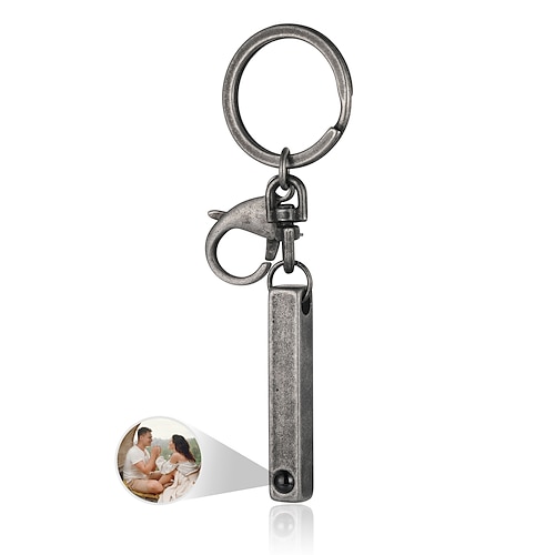 Personalisierter Projektions-Foto-Schlüsselanhänger das beste Geschenk für Papa Edelstahl-Paar-Geschenk für Ehefrau Mama Hochzeit Muttertag romantisches Geburtstagsgeschenk Image