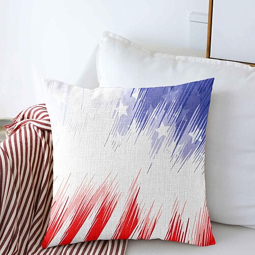 Vintage dekorative Kissenbezüge 1 Stück Unabhängigkeitstag amerikanische Flagge Nationalflagge weicher quadratischer Kissenbezug Kissenbezug für Schlafzimmer Wohnzimmer Sofa Couch Stuhl Khaki Image