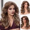 70s Brown Highlight Disco Wig Farrah Fawcett Wigs for Women Lady Natural Synthetic Full Wigs Vintage Cosplay Costume Hair Wig For Carvinal