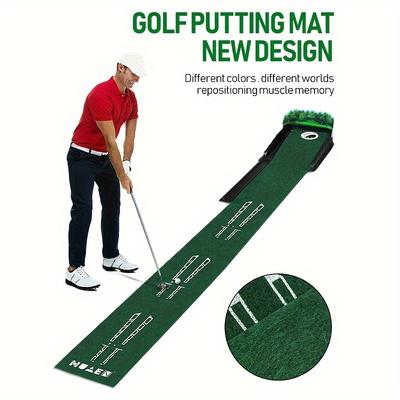 TEMU 1pc Golf Putting Mat By Hills - Improve Putting Skills Anywhere With This Portable, Nylon Mat! Indoor & Outdoor Practice, Design, Ideal Gift For Golfers (christmas, ), Golf Accessories Image
