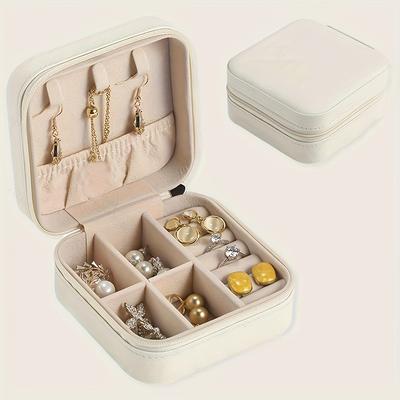 TEMU A Minimalist Mini Square Jewelry Box, Lightweight Solid Color Travel Storage Case, Portable Dustproof Container, Christmas Or Halloween Gifts, Jewelry Boxes Image