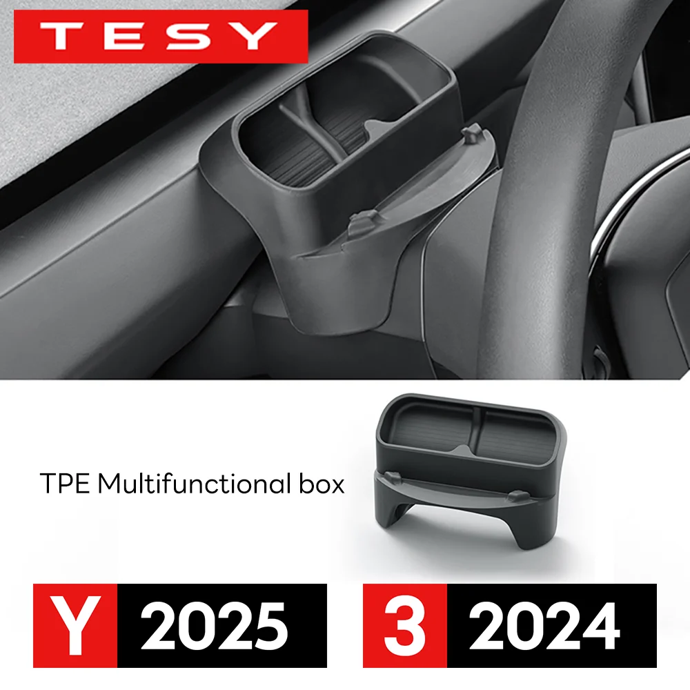 Per il Nuovo Tesla Model Y Juniper 2025 Modello 3+ Highland 2024 Volante Custodia per occhiali da sole in silicone Supporto per telefono cellulare