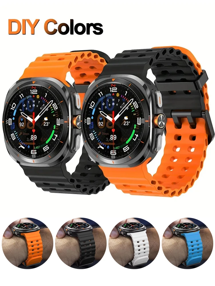 Original-Armbänder für Samsung Galaxy Watch Ultra Band 47 mm Zubehör Marine Silikon Sportarmband Correa Galaxy Watch 7 Ultra Image