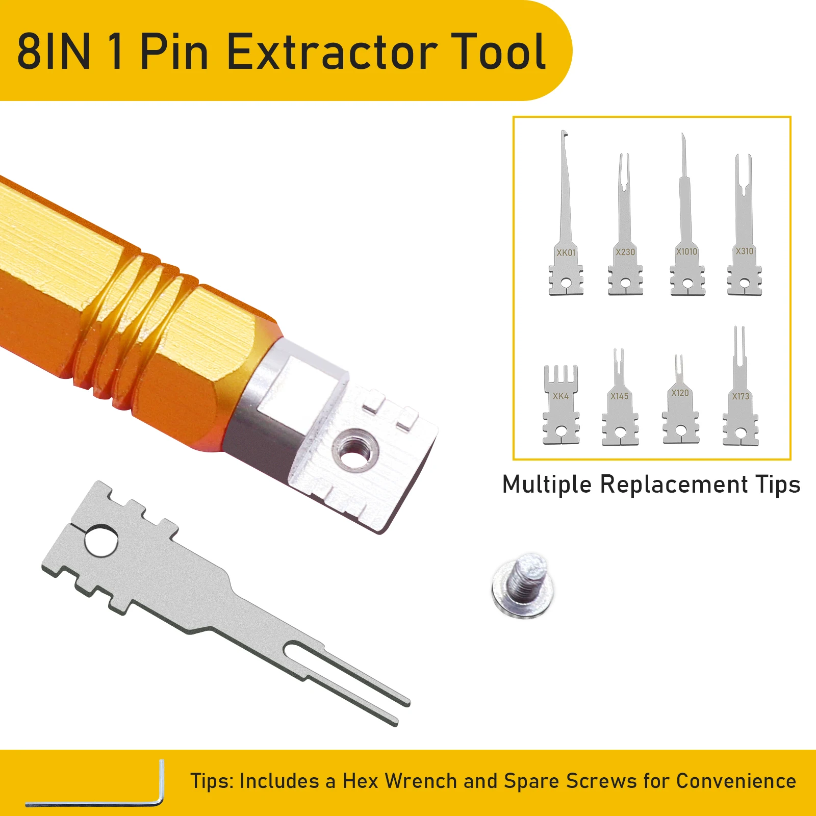 8-teiliges Universal-Terminal-Entriegelungswerkzeug für elektrische Leitungen, Pin-Entfernungswerkzeug-Set für die Reparatur von Klemmen für die Kfz-Computer-Terminals Image