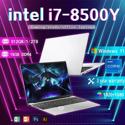 15.6" Windows 11 Pro Laptop Intel Core i7 8500Y 16GB RAM 1TB SSD Office Gamer Computer PC Fingerprint Unlock Notebook Computer