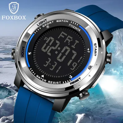FOXBOX Outdoor Dual Display Männer Uhren Wasserdichte Sport Uhr Militär Mann Alarm Stoppuhr Quarz Armbanduhr Männliche Digitale Uhr