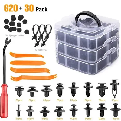 620 Auto Fastener Clip Kit Fenders Rivet Clips 30 Tool Car Body Push Retainer Pin Rivet Bumper Door