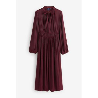 Gap Womens Red Long Sleeve Satin Midi Dress - Red