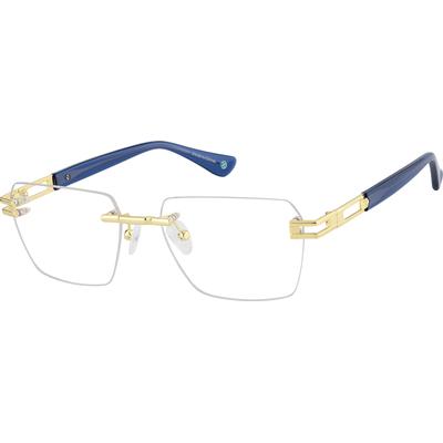 Zenni Men's Square Glasses Gold Mixed Frame