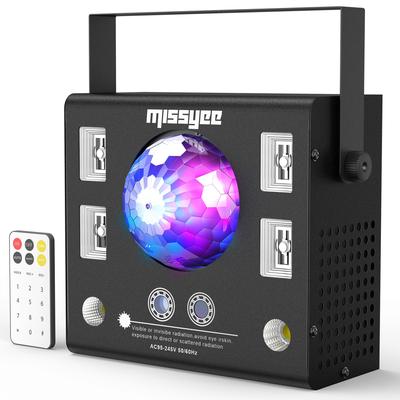 DJ Lights 4 in 1 with Disco Ball, LED Pattern Lights, Sound Activated Stage Lights - N/A