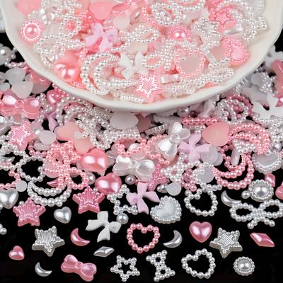 TEMU 500pcs 3d Multi Shapes Nail Charms And Flatback Pearls, Mix Styles Bow Embellishments For Nail Art, Craft And Decoration Image