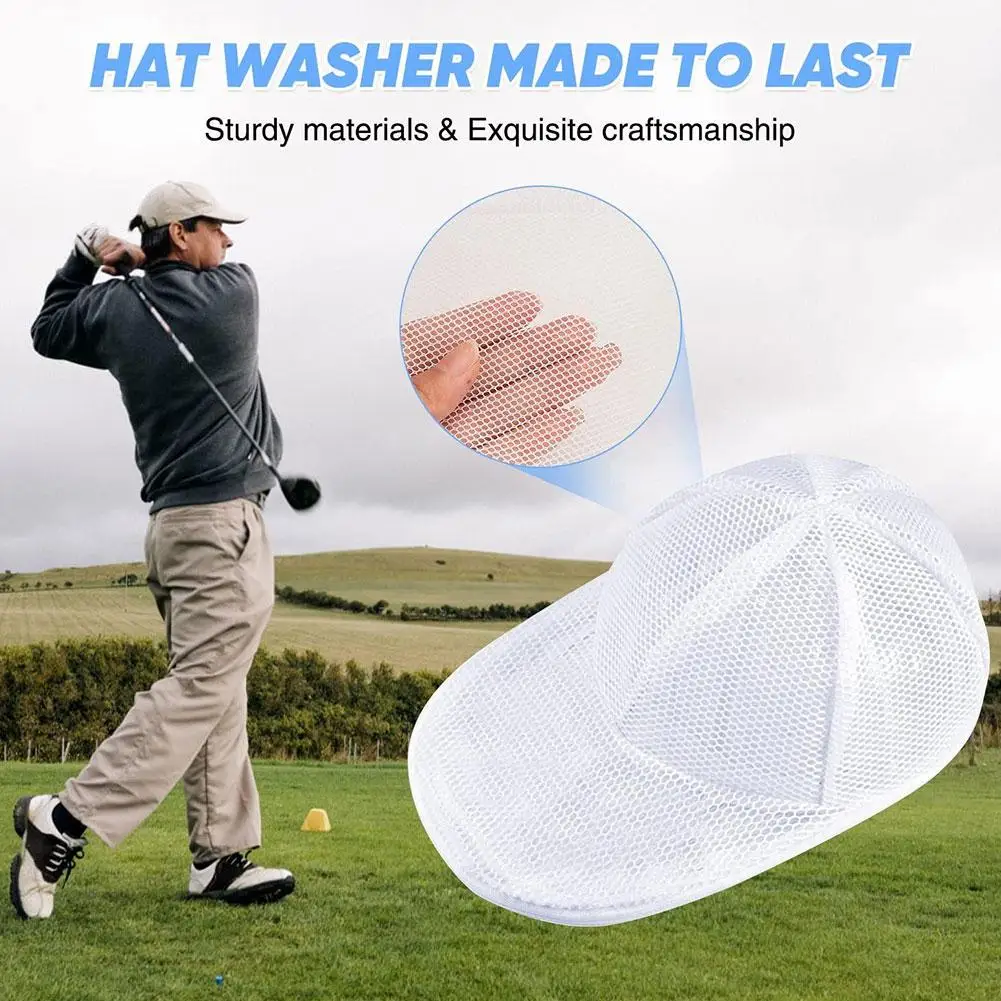 High-end-Hut Waschmaschine Für Waschmaschine Waschmaschine Hut Schutz Mit Mesh Tasche 2 In 1 Baseball Hut Reiniger kappe Shaper 1pc Image