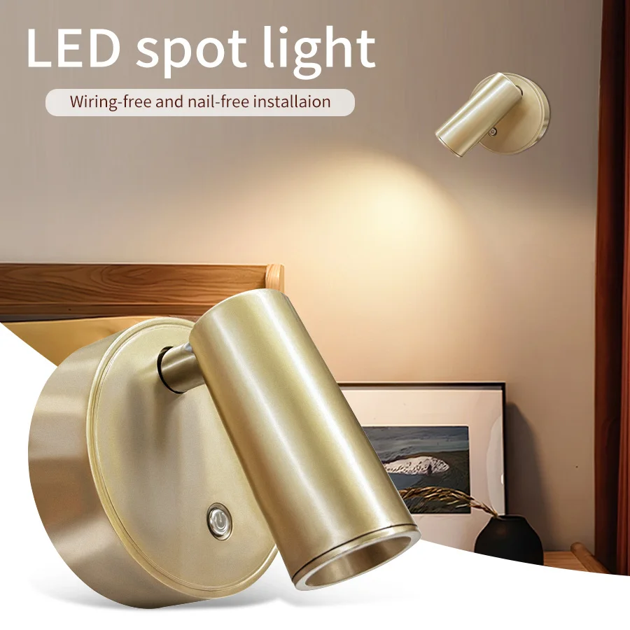 LED-Licht, magnetisch, wiederaufladbar, Typ C, Wandleuchte, Touch-Schalter, dreifarbig, dimmbar, Nachttischlampe, LED, kabelloser magnetischer Scheinwerfer