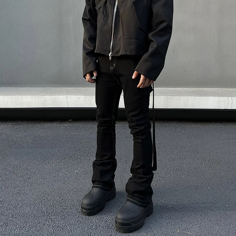 Männer Mode Kühlen Stil Streetwear Jeans Männlichen Täglichen Heißer Verkauf Grundlegende Schwarz Denim Hosen Slim Fit Casual Bell-Bottom Denim Hosen