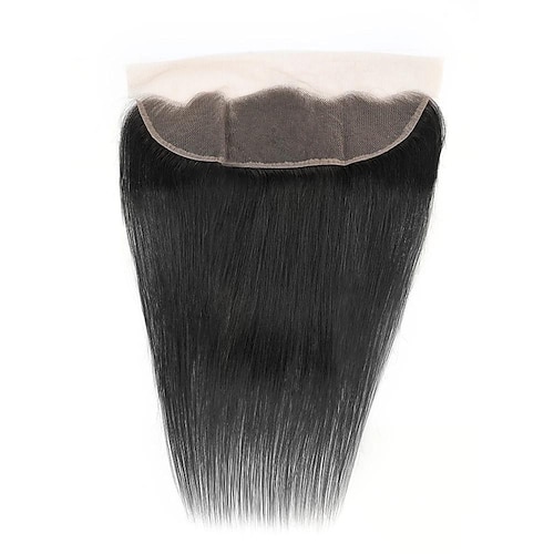 13x4 transparente Spitze Frontalverschluss brasilianisches glattes Menschenhaar Schweizer Spitze 100% menschliches Remy-Haar vorgezupft mit Babyhaar Image
