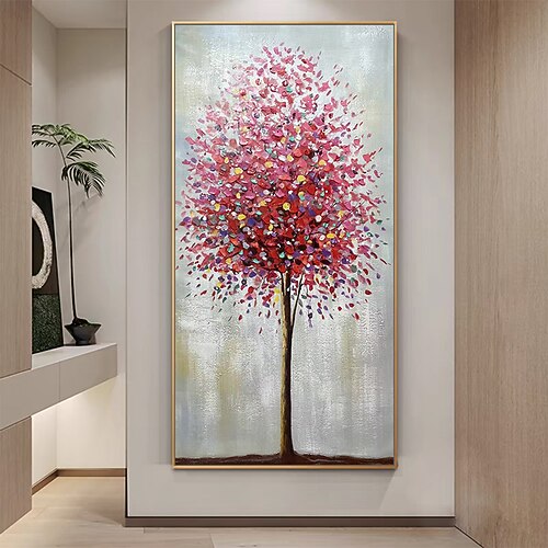 Mintura handgefertigte abstrakte Baum-Ölgemälde auf Leinwand, Wandkunst, Dekoration, modernes Strukturblumenbild für die Inneneinrichtung, gerolltes, rahmenloses, ungedehntes Gemälde Image