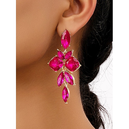 Grüne Kristall-Ohrhänger für Damen, elegantes Blattdesign, leichter Statement-Schmuck für Hochzeiten, Partys und formelle Anlässe Image