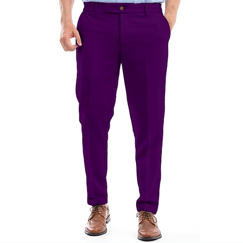 Herren Tapered Hose Hose Anzughose Tasche Elastischer Bund Einfach Komfort Weich Volle Länge Geschäft Täglich Hochzeitsfeier Mode Streetwear Weiß Rosa Image