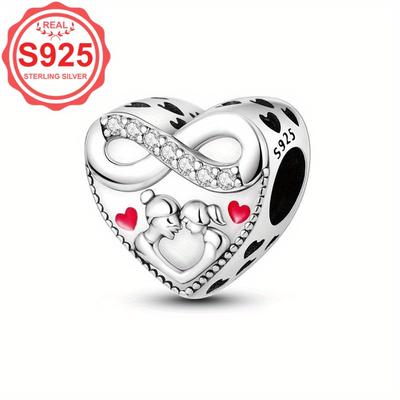 TEMU 1pc 925 Sterling Silver Diy Bracelet Mother And Daughter And String Beadscharms For Women Jewelry Gift Image