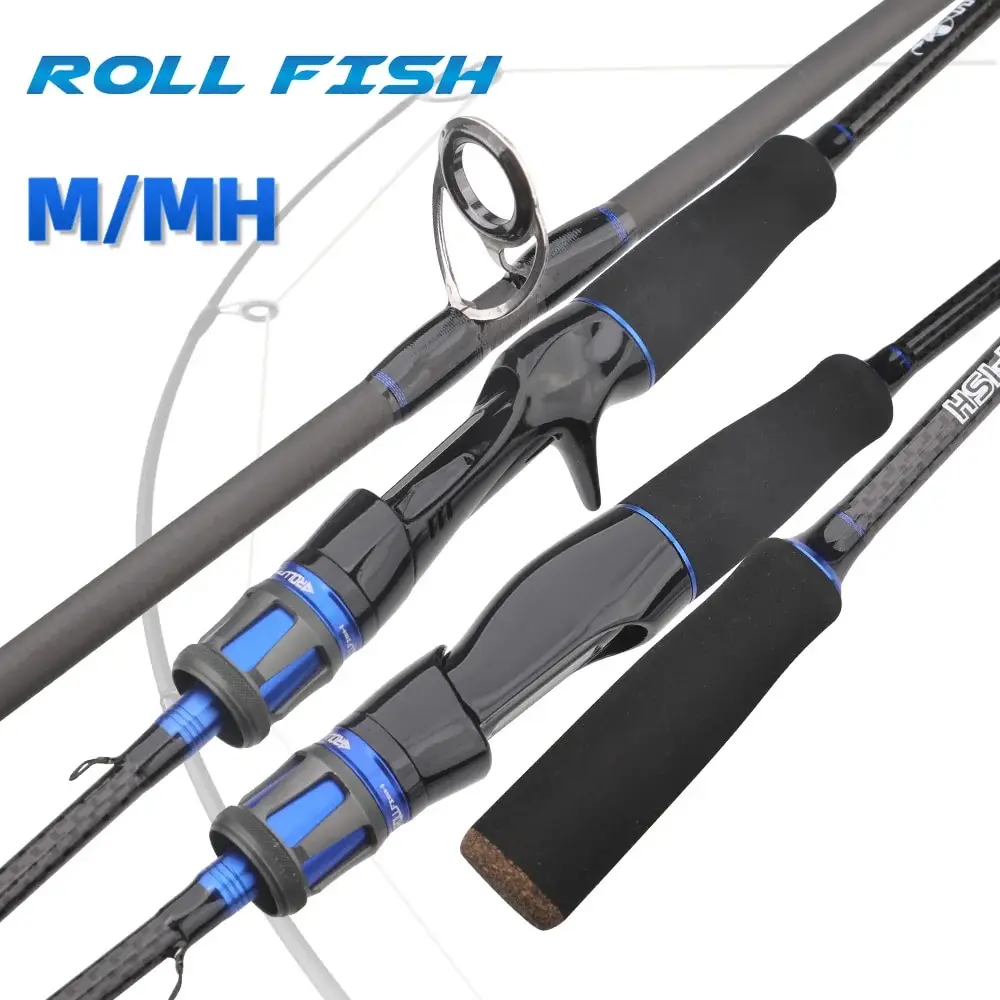 ROLLFISH 2 Tips Power M/MH Spinning Casting canna da pesca con esca in fibra di carbonio canna da pesca per basso d'acqua dolce 1.68-2.7m