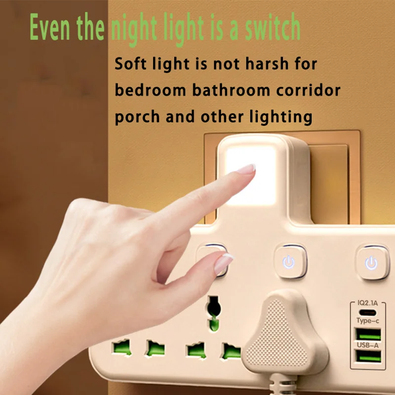 Spina UE UK US Presa CA Presa multipla Presa a muro Presa di rete universale Adattatore USB tipo C per luce notturna domestica