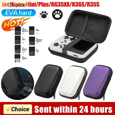 EVA Portable Storage Bag Shockproof with 2 Joystick Caps Hardshell Case Waterproof for Miyoo Mini Plus/ANBERNIC RG35XX/R36S/R35S
